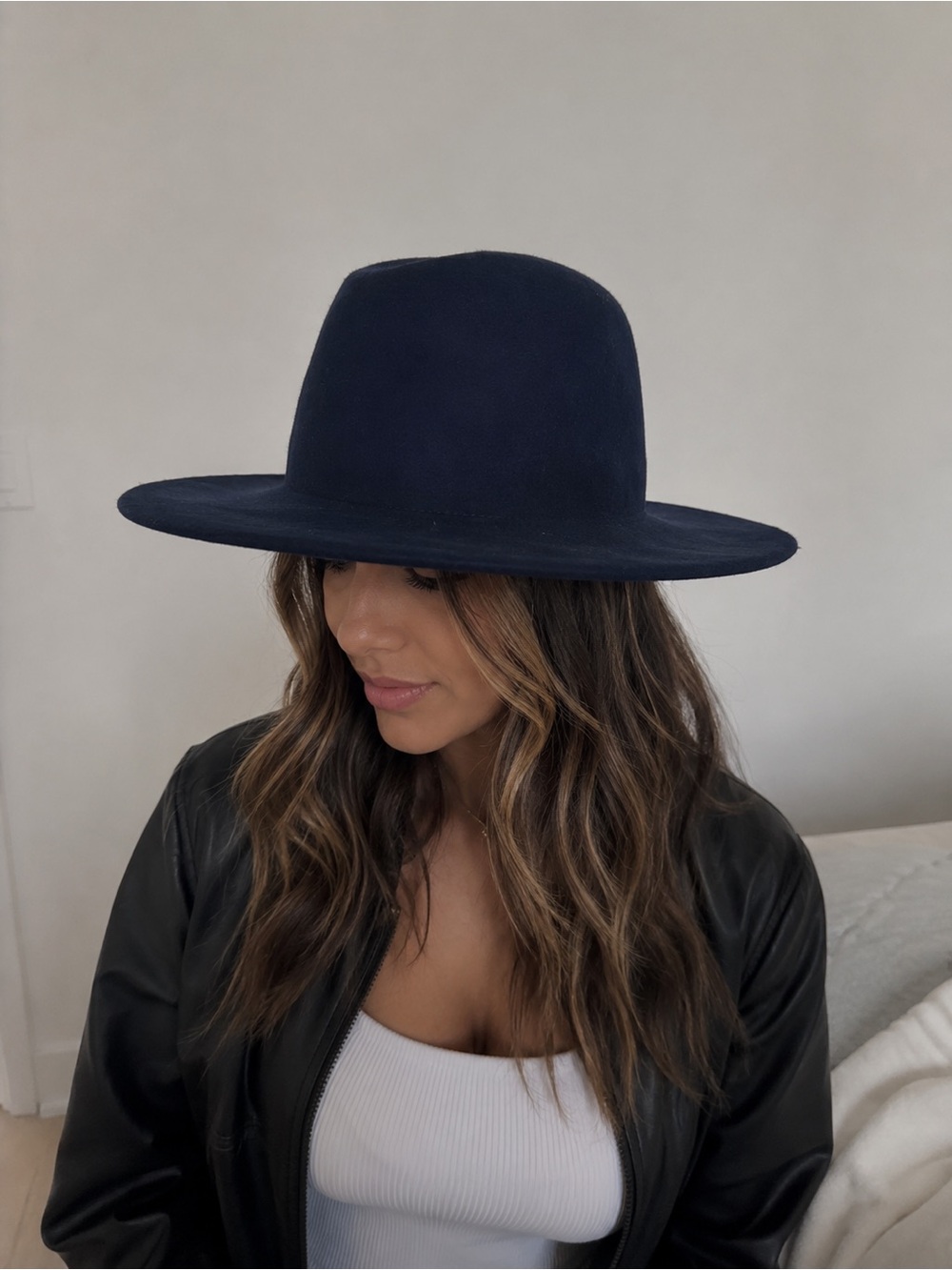 Aldo Navy Wide-Brim Wool Fedora Hat